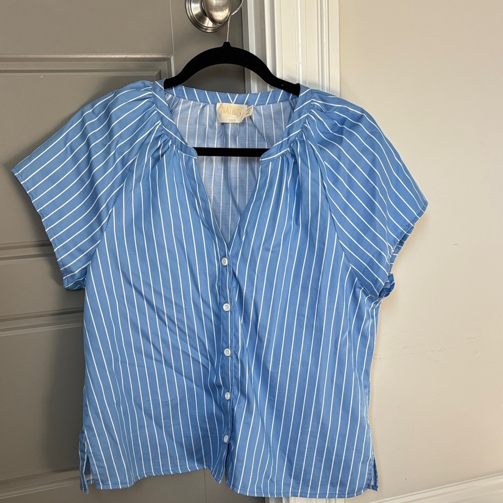 Nation LTD Blue and White Striped Blouse